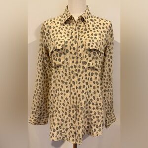 Equipment Beige and Black Animal Print Button-Down Shirt